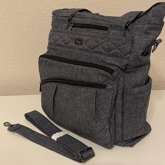lug Handbags - Ace tote shoulder and crossbody bag. Heather grey.